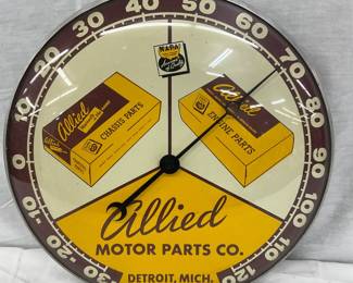 12-Inch Allied Motor Parts Advertising Clock by Pam Clock Company