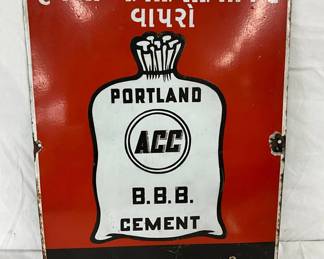 18×24 Porcelain Cement Sign Featuring Portland ACC B.B.B. Cement Design