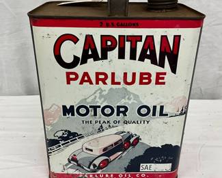 Capitan Parlube 2-Gallon Motor Oil Can with Car Graphic