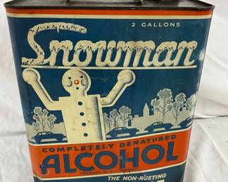 2-Gallon Snowman Brand Alcohol Anti-Freeze Tin Can