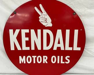 24-Inch Two-Sided Metal Kendall Motor Oils Sign