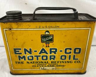 Rare Half-Gallon En-Ar-Co Motor Oil Can by The National Refining Co.