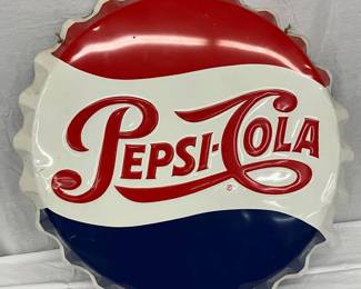 1964 24-Inch Embossed Pepsi-Cola Bottle Cap Sign