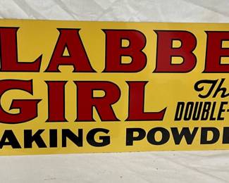 Double-Sided Metal Clabber Girl Baking Powder Sign, 34 x 12 Inches