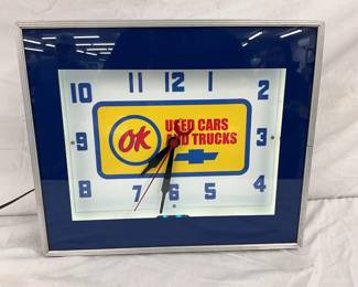 8 1/2 x 15-Inch Neon Chevrolet ‘OK Used Cars and Trucks’ Clock