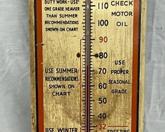 Gulf Oil Advertising Thermometer Featuring No-Nox Gasoline and Gulfpride Oil