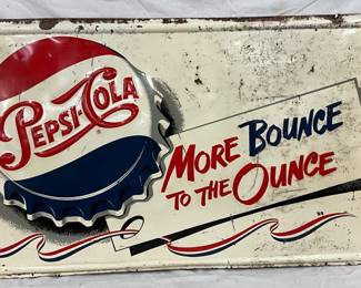 57-Inch x 33-Inch Embossed Self-Framed Pepsi-Cola ‘More Bounce to the Ounce’ Sign