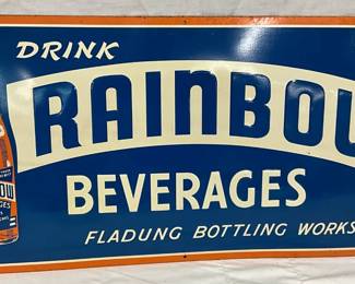 24 x 12 Embossed Metal Sign for Rainbow Beverages by Fladung Bottling Works