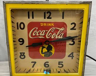 15-Inch Original Coca-Cola Neon Clock with Yellow Frame and Metal Housing