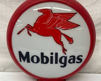 Mobilgas Plastic Body Gas Pump Globe with 13-Inch Glass Lenses