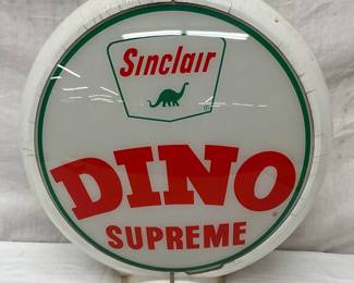 Sinclair Dino Supreme Gas Pump Globe with Capcolite Plastic Frame