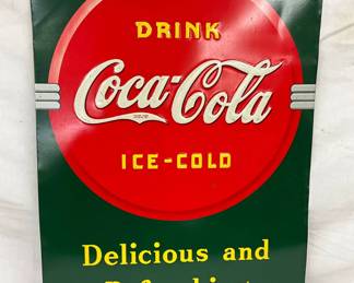 20 x 27 1/2 Coca-Cola Embossed Metal Advertising Sign