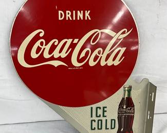 1954 Coca-Cola Double-Sided Flange Sign, 17 x 22 1/2 Inches
