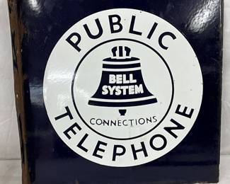 18″ x 18″ Porcelain Bell System Public Telephone Flange Sign