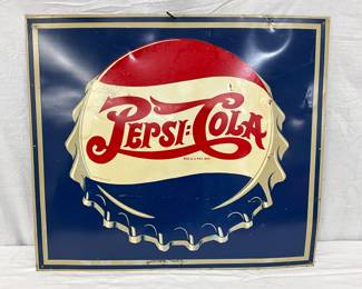 30 1/2 x 26 1/2 Inch Double Dot Pepsi-Cola Metal Sign