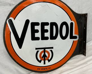 22 x 21-Inch Porcelain Veedol Flange Sign