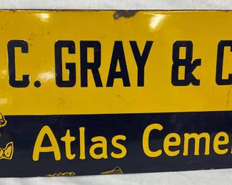 22 x 11 Inch J.C. Gray & Co. Atlas Cement Metal Sign