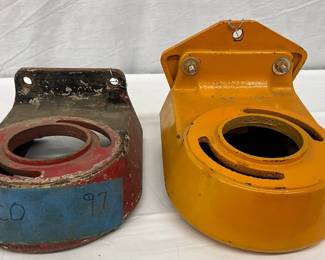 Pair Original Cast-Iron Air Meter Bases, Red and Yellow