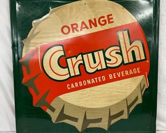 35IN. ORANGE CRUSH SIGN W/BOTTLE CAP