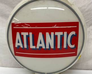 Atlantic Gasoline Globe with 13-Inch Glass Lenses and Milk Glass Body