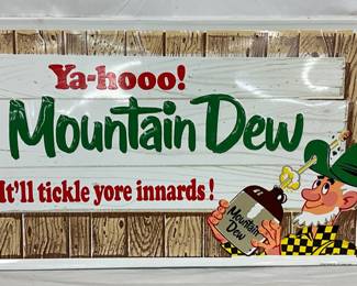 35 x 17″ Original Embossed Mountain Dew Sign with Willie Character
