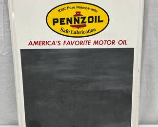 1965 Pennzoil Metal Self-Framed Menu Board, 17 1/2 x 23 1/2 Inches