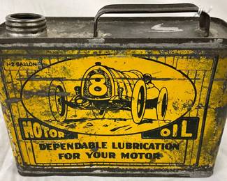 Half-Gallon Metal Liberty Motor Oil Can with Car Graphic