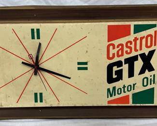 28” x 14 1/2” Rectangular Castrol GTX Motor Oil Plastic Wall Clock