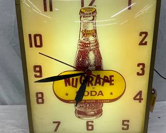 13 x 16 Illuminated NuGrape Soda Advertising Clock
