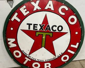 42-Inch Single-Sided Porcelain Texaco Sign with Wooden Back