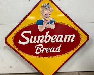 64-Inch Sunbeam Bread Embossed Metal Advertising Sign