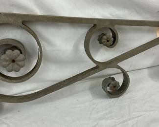 36-Inch Cast Aluminum Sign Bracket with Scroll and Floral Motif