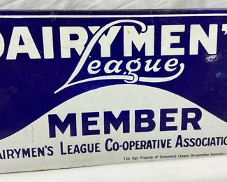 Porcelain Sign for Dairymen’s League Member, 14 x 7.5 Inche