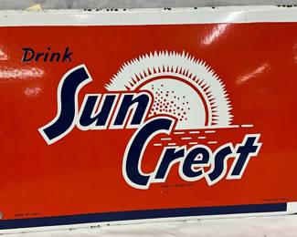 16 1/2 x 10 Porcelain Suncrest Soda Advertising Sign