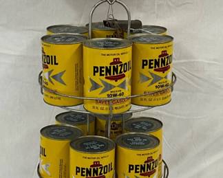 1957 Pennzoil Advertising Display with (12) 1-Quart Cans