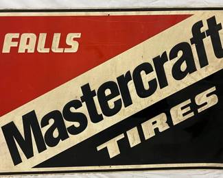 44.5x29.5 Falls Mastercraft Tires Embossed Metal Advertising Sign