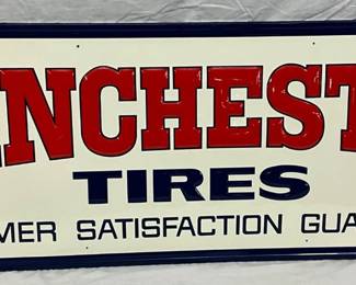 NOS Winchester Tires 54×18 Embossed Heavy Metal Sign