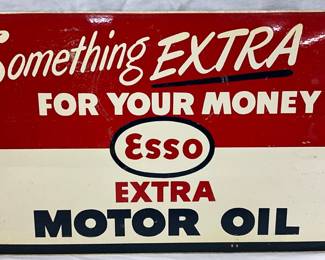 17 1/2 x 10 1/2″ Esso Double-Sided Porcelain Sign, Dated May 1952