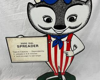 29 1/2 X 46 Badger-Themed 3000-Gallon Spreader Advertising Sign on Masonite with Metal Base