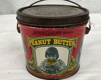 Jackie Coogan 12 oz Peanut Butter Tin, Cleveland, Ohio, Embossed Lid