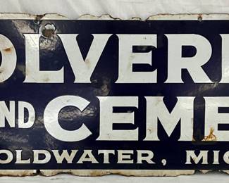 36×12 Porcelain Wolverine Cement Advertising Sign