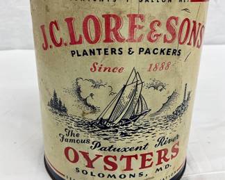 J.C. Lore & Sons 1-Gallon Oyster Tin with Patuxent River Graphics