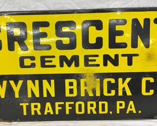 Single-Sided Porcelain Advertising Sign for Crescent Cement, 26″ x 14″