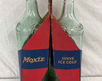 6×11 Cardboard Moxie Bottle Carrier with Two Embossed Glass Bottles