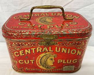 Central Union Cut Plug Tobacco Tin, Richmond, VA, 7×4.5 Inches
