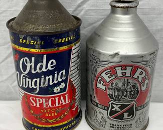 Two 12-Ounce Cone Top Beer Cans – Fehr’s XL and Olde Virginia Special