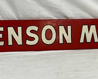 Red Wooden Sign Stenciled ‘Dick Henson Marathon’, 78″ x 7 1/2″