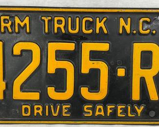 1963 North Carolina Farm Truck Lic. Plate