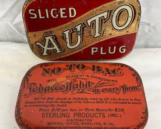Two Early 20th Century Tin Containers: Sliced Auto Plug Tobacco and No-To-Bac Tablets