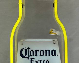 Corona Extra Bottle-Shaped Neon Sign, Yellow and Green, 9×36 Inches
